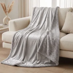Plaid Sherpa Soffy Grigio chiaro 130 x 160