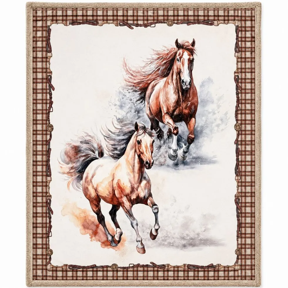 Plaid Sherpa stampa digitale Cavalli 130 x 160