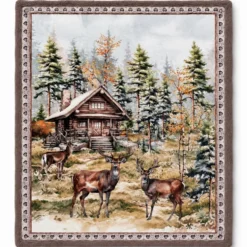 Plaid Sherpa stampa digitale Renne Chalet 130 x 160