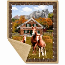 Plaid Sherpa stampa digitale Horse - Baita 130 x 160