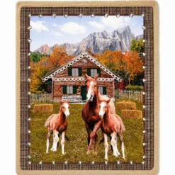 Plaid Sherpa stampa digitale Horse - Baita 130 x 160