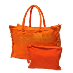 Pochette in tessuto Paint Arancio