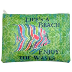 Pochette Mare in ecopelle Pesce arcobaleno verde