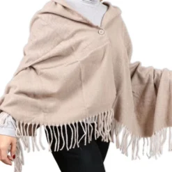 Poncho - Mantella con Frange Gemma Beige