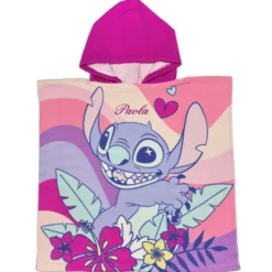 Poncho-Telo Mare Microfibra Disney Stitch Rosa
