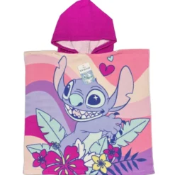 Poncho-Telo Mare Microfibra Disney Stitch Rosa