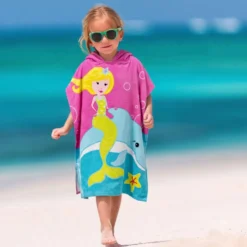 Poncho-Telo Mare Spugna New Sirena e delfino