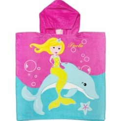 Poncho-Telo Mare Spugna New Sirena e delfino