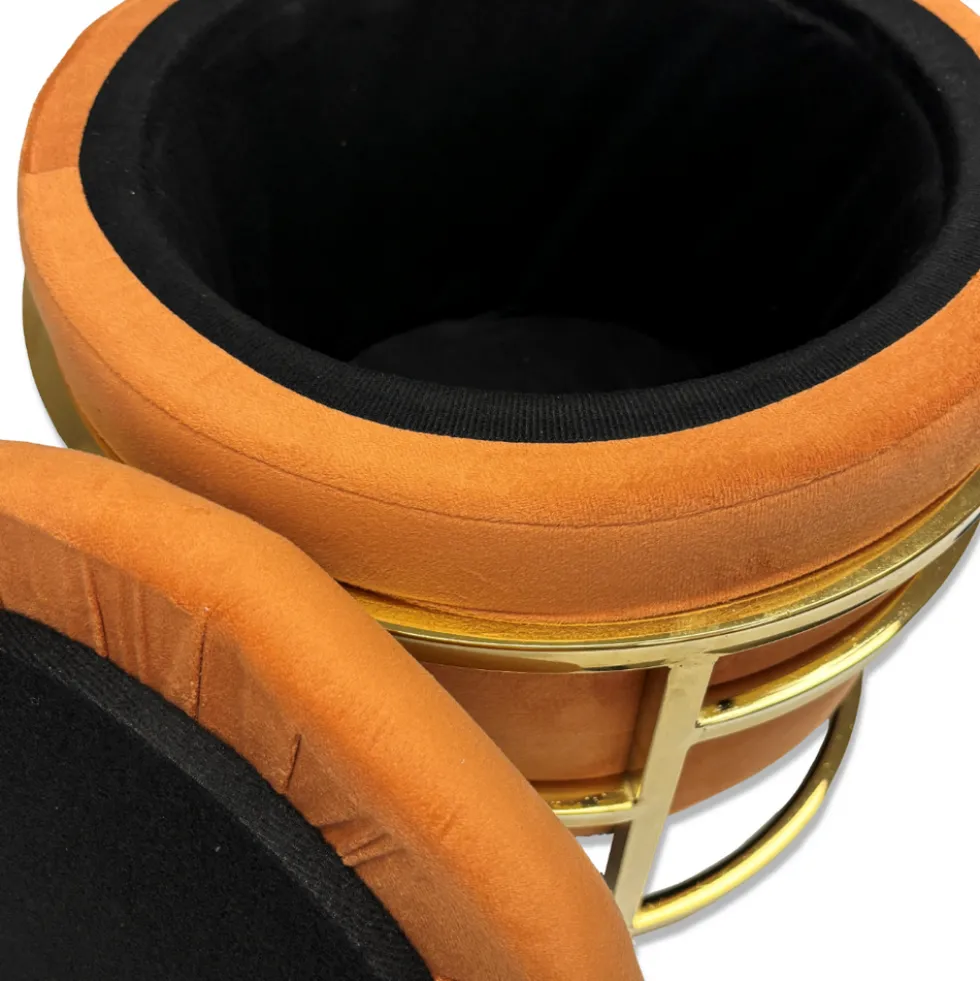 Pouf contenitore in velluto Spongy Ruggine
