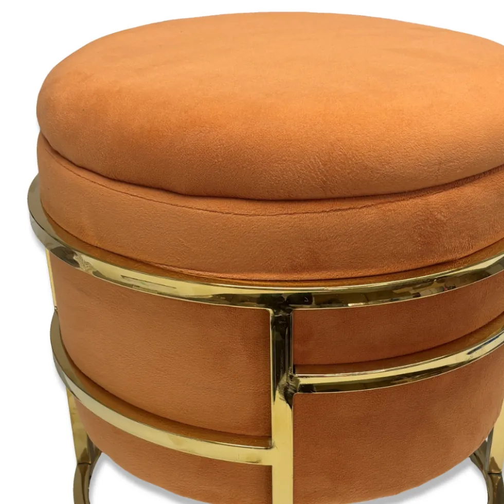 Pouf contenitore in velluto Spongy Ruggine