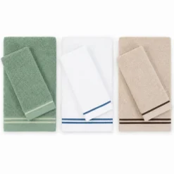 Set Asciugamani 3+3 Chloè Salvia-Bianco-Beige