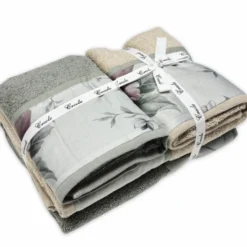 Set 2 + 2 Asciugamani CREOLE Alexa Verde/Beige