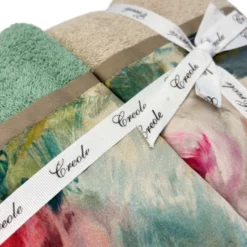 Set 2 + 2 Asciugamani CREOLE Camelia Smeraldo/Beige