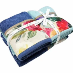 Set 2 + 2 Asciugamani CREOLE Camelia Blu/Persia