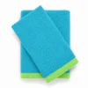 Set 2 + 2 Asciugamani in Spugna Mr & Mrs Turchese/Verde acido