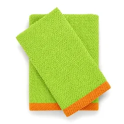 Set 2 + 2 Asciugamani in Spugna Mr & Mrs Turchese/Verde acido
