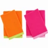 Set 2 + 2 Asciugamani in Spugna Mr & Mrs Arancio/Fuxia Fluo