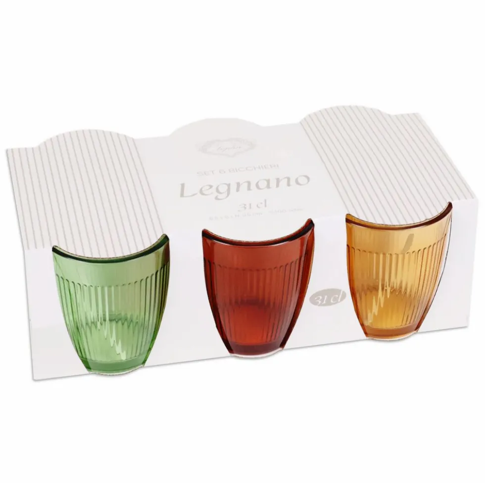 Set 6 Bicchieri in Vetro Colorato Legnano 30 cl