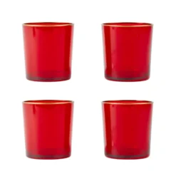 Set 4 bicchieri in vetro Rossi con rifinitura Oro