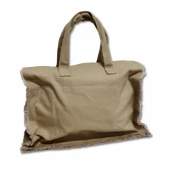 Set Borsa mare + pochette frange tortora