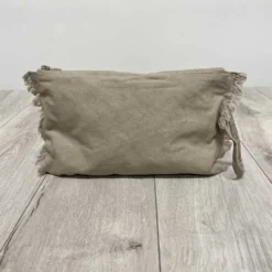 Set Borsa mare + pochette frange tortora