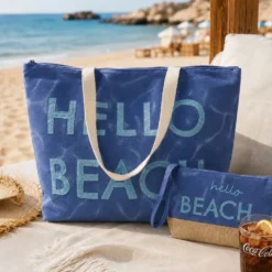 Set Borsa + Pochette in Tessuto Bria Blu