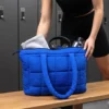 Set Borsa Tote + pochette trapuntata puffer louise blu