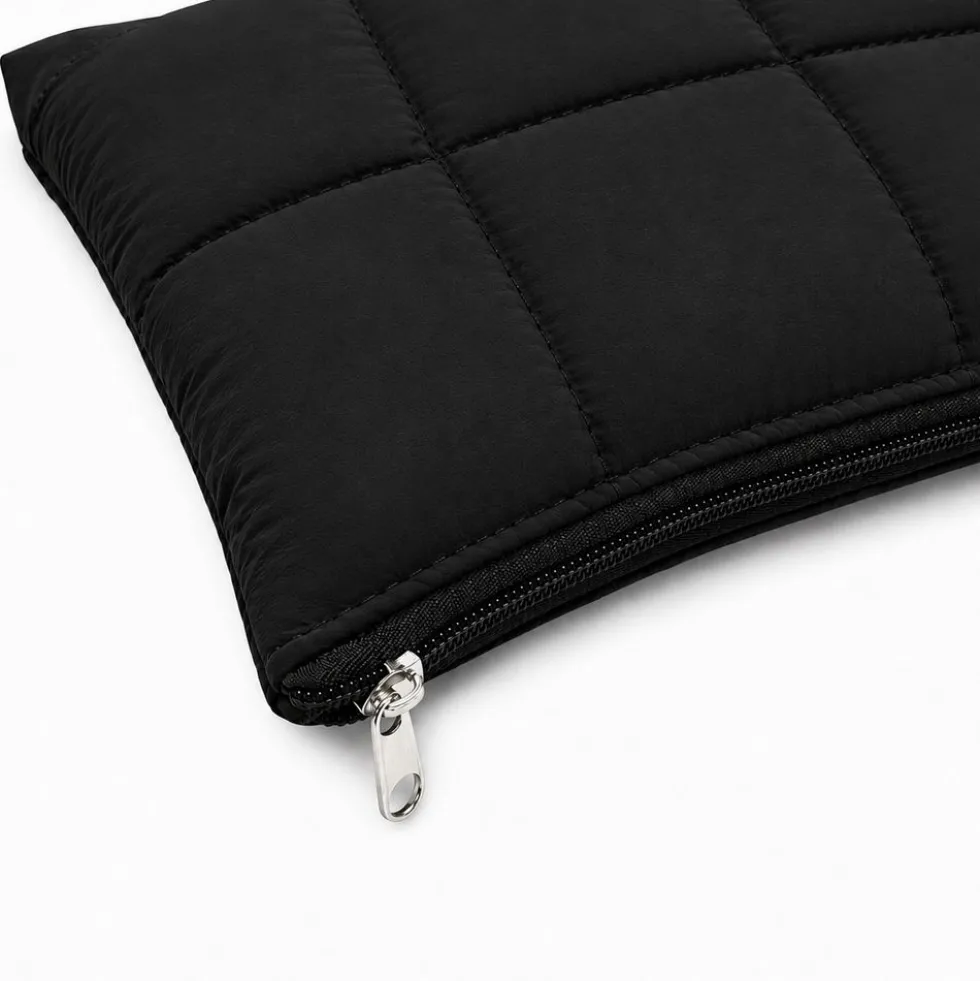 Set Borsa Tote + pochette trapuntata puffer louise nera