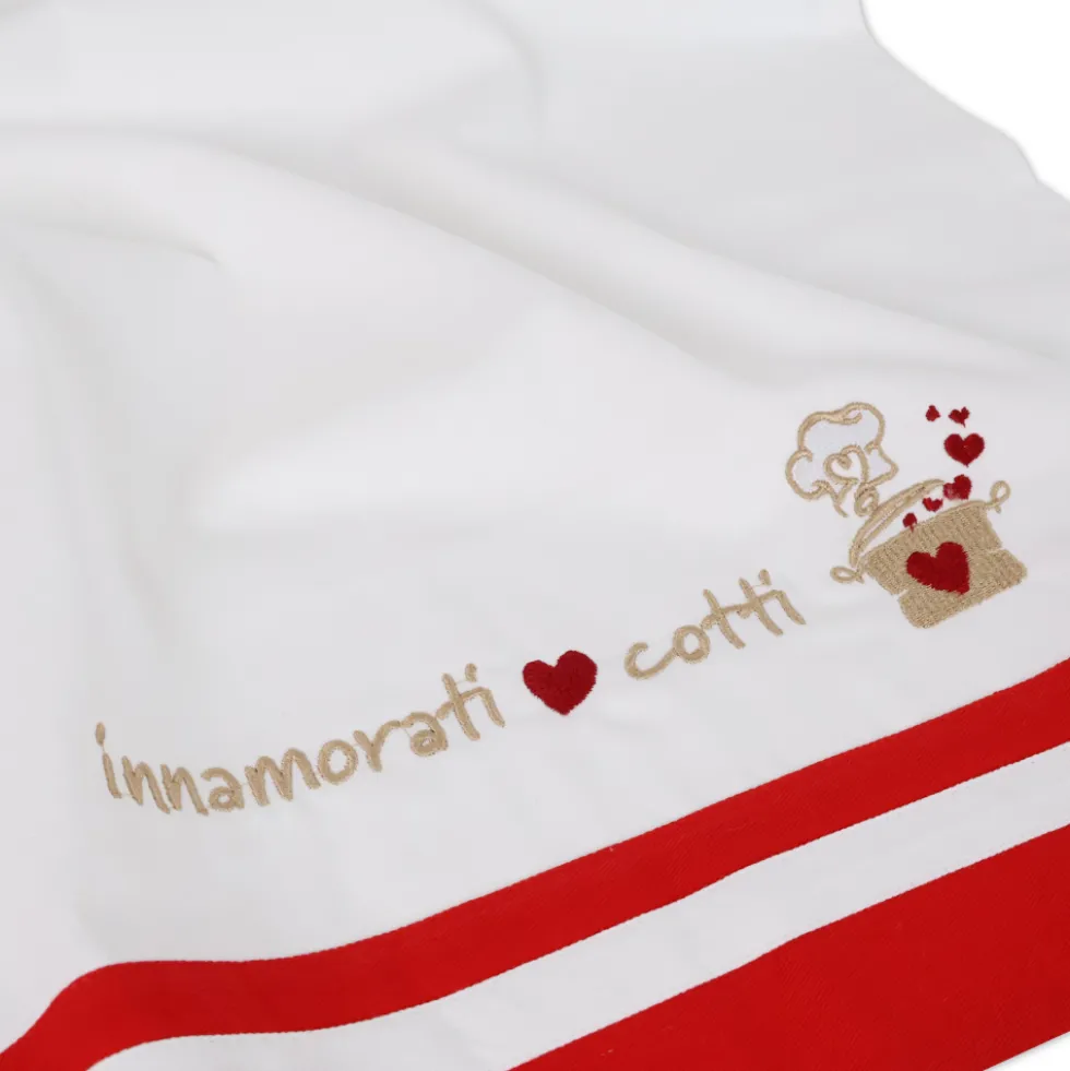Set Cucina ricamato Innamorati Cotti