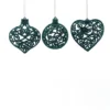Set 3 Decorazioni in Velluto Floccato Verde