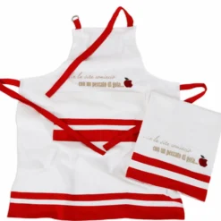 Set Grembiule + Canovaccio cotone ricamato Peccato di Gola