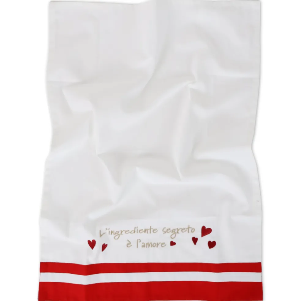 Set Grembiule + Canovaccio cotone ricamato Ingrediente Segreto Amore