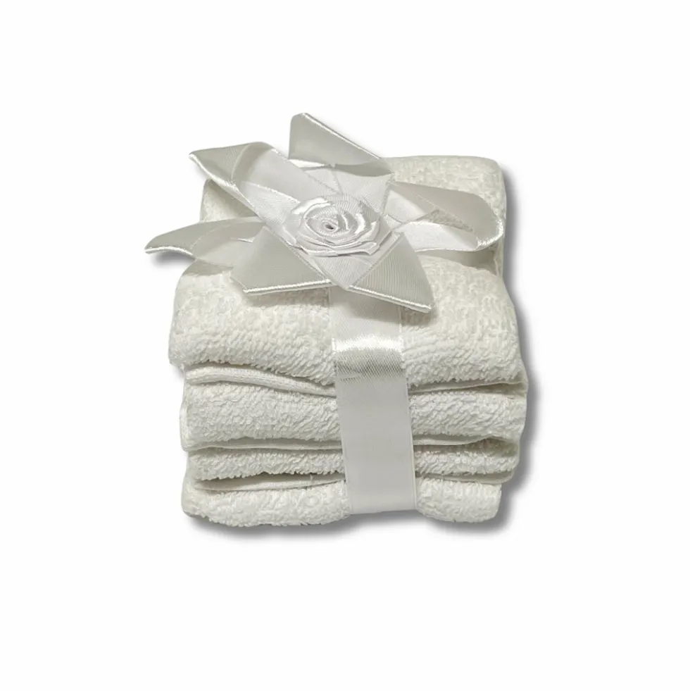 Set 4 lavette Flan fiocco bianco