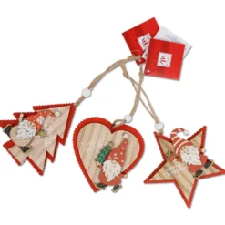 Set 3 Pendenti in Legno Babbo Natale