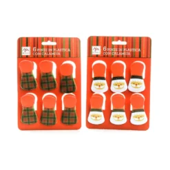 Set 6 Pinze con Calamita Babbo Natale