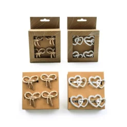 Set 4 portatovaglioli in metallo Cuori Argento