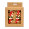 Set 4 portatovaglioli in metallo laccato Calza Natalizia