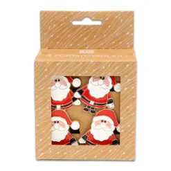 Set 4 portatovaglioli in metallo laccato Babbo Natale