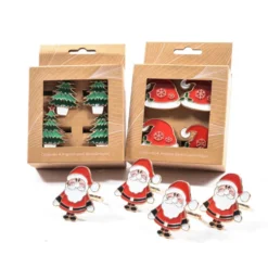 Set 4 portatovaglioli in metallo laccato Cappello di Babbo