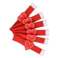 Set 6 Portatovaglioli in Pannolenci ricamato Cuore
