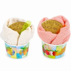 Set Regalo Coppa Gelato 2 Asciugamani Ospite - Panna & Fragola