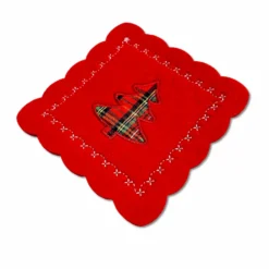 Set 6 sottobicchieri in pannolencio ricamato Albero Tartan