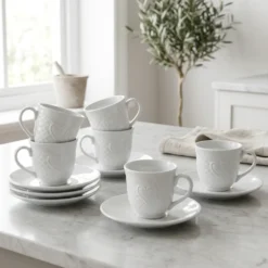Set 6 Tazzine da Caffè con piattino in Porcellana Trento