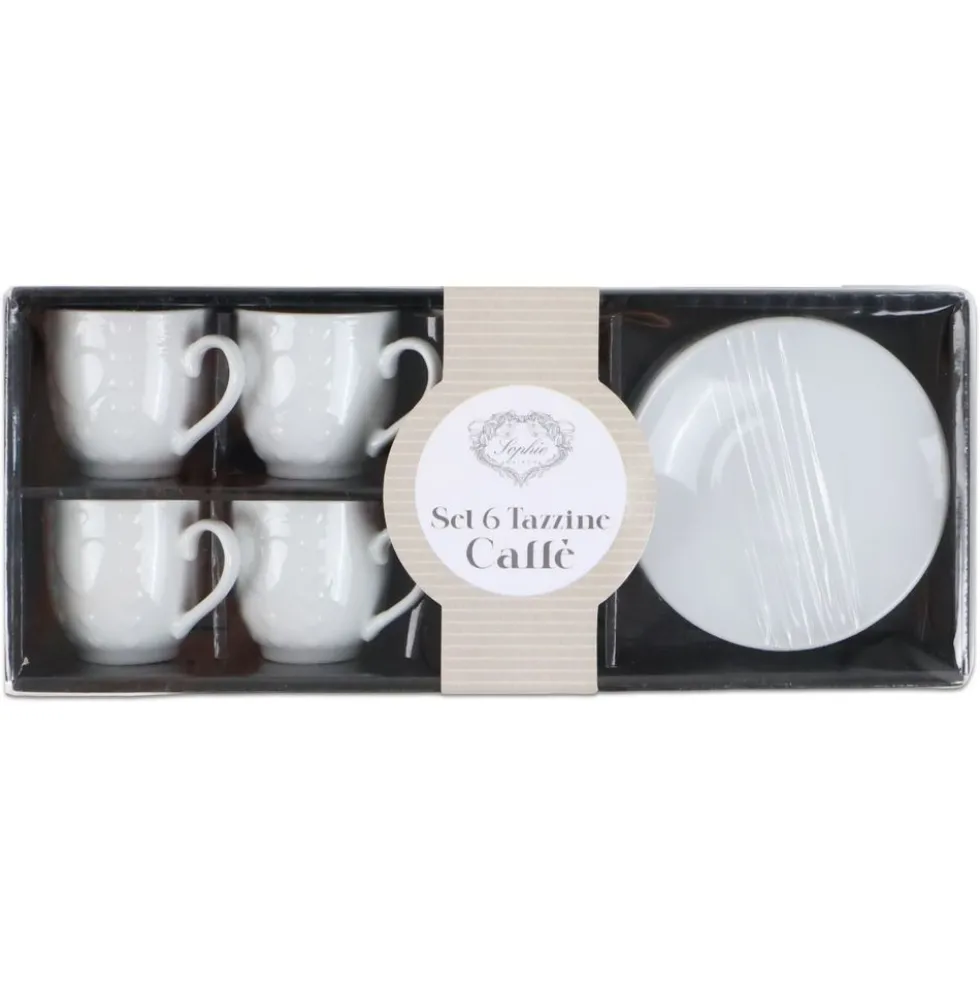 Set 6 Tazzine da Caffè con piattino in Porcellana Verona