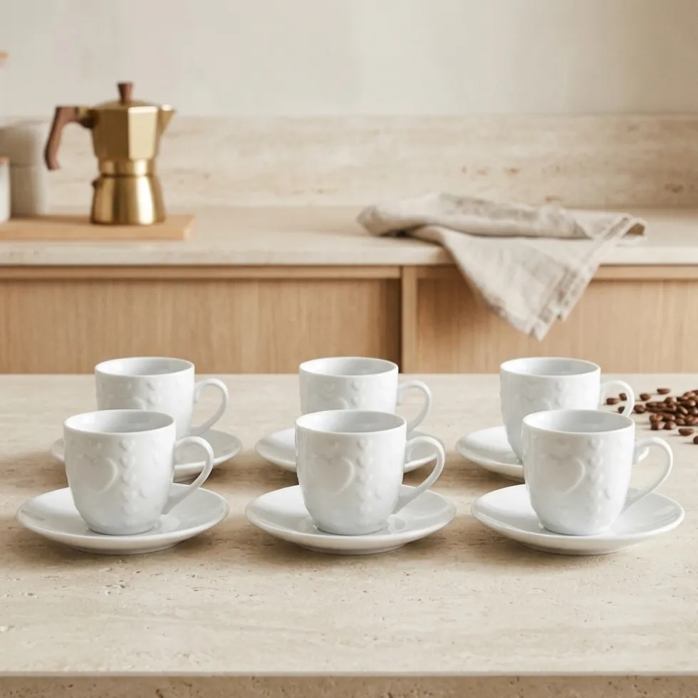 Set 6 Tazzine da Caffè con piattino in Porcellana Verona