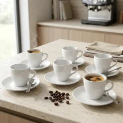 Set 6 Tazzine da Caffè con piattino in Porcellana Milano