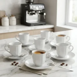 Set 6 Tazzine da Caffè con piattino in Porcellana Roma