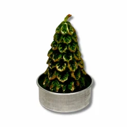 Set 6 tealight alberelli verde e oro
