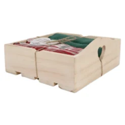 Set 4 Tovaglioli + Scatola in Legno Casine
