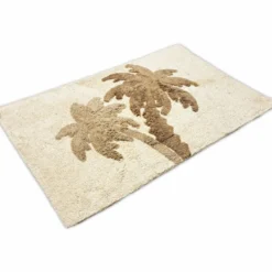 Tappeto Elias palme beige e tortora in rilievo 50 x 80